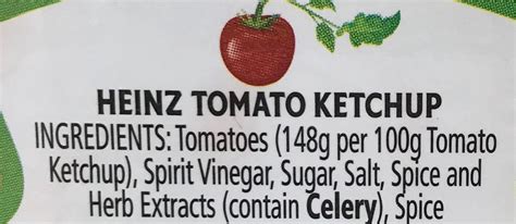 Heinz Tomato Ketchup Ingredients