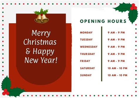 Holiday Hours Template Postermywall