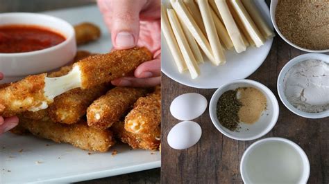 Homemade Mozzarella Sticks With Marinara Sauce Youtube