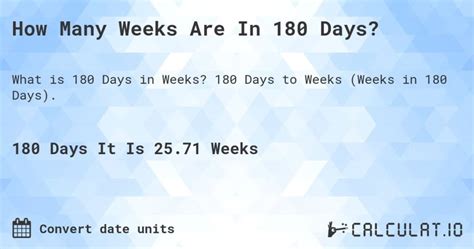 How Many Weeks is 180 Days Conversion Insight