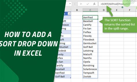 How To Add Sorting Drop Down In Excel