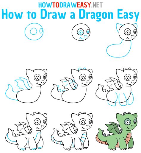 How To Draw A Dragon Easy Step By Step Drawing Lesson For Kids