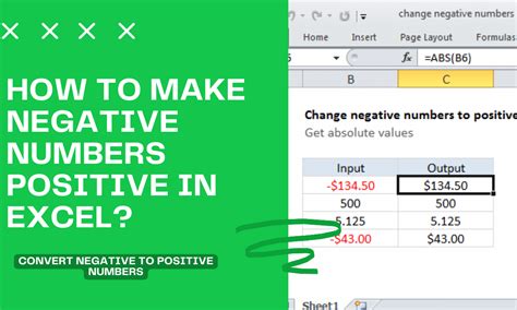 How To Make A Negative A Positive In Excel