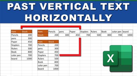 How To Paste Vertically In Excel