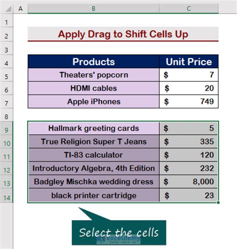 How To Shift Cells Up In Excel