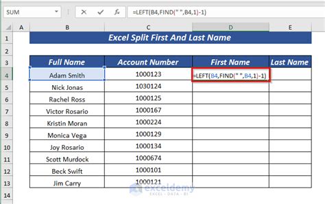 How To Split First And Last Name In Excel Using Formula Free Word