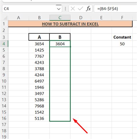How To Subtract A Constant From A Column In Excel