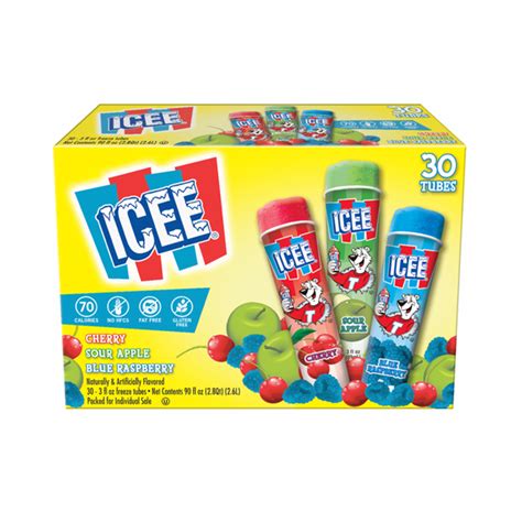 Icee Tubes Cherry Sour Apple Blue Raspberry 30 Ct Delivery Or