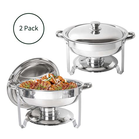 Imacone Stainless Steel Chafing Dish Buffet Set 5Qt Round Catering Warmers 6 Pack Walmart Com