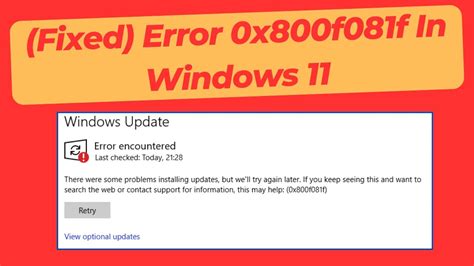 Install Error  0X800f081f