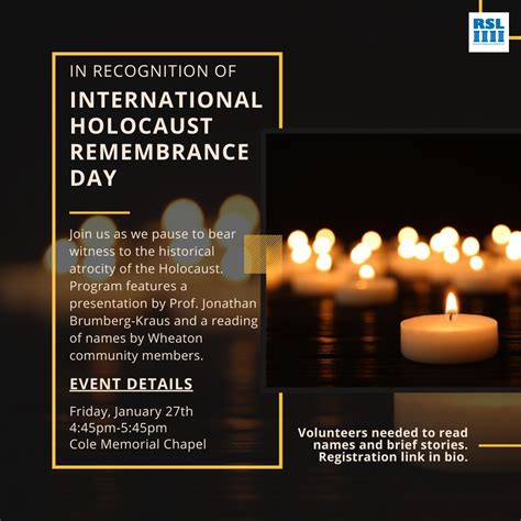 International Holocaust Remembrance Day Ceremony Wheaton College Massachusetts