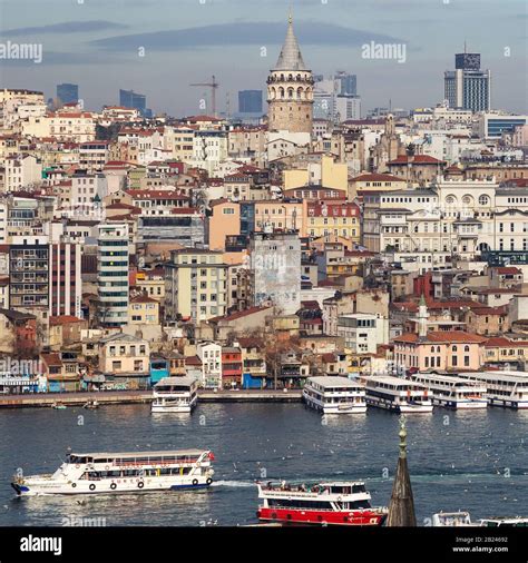 Istanbul Turkey 01 20 2019 View Of Cityscape With Galata Tower And Istanbul Turkey 01 20 2019 View Of Cityscape With Galata Tower And