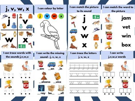J V W X Initial Phonics Sound Recap Booklet Teaching Resources