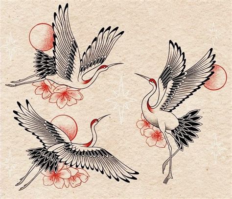 Japanese Crane Tattoo Design