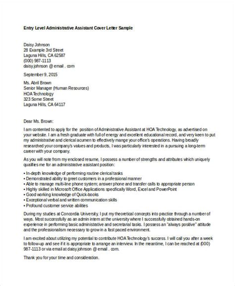 Job Application Letter For Administrative Assistant