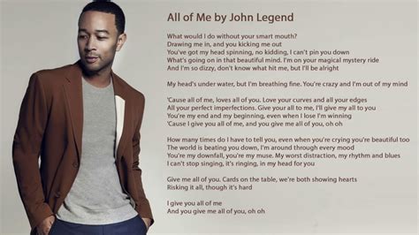 John Legend All Of Me Lyrics Youtube
