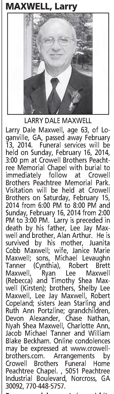 Larry Maxwell Obituary Arlington Tx