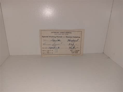 Latter Day Saints Hospital Special Visiting Permit Nearest Relative