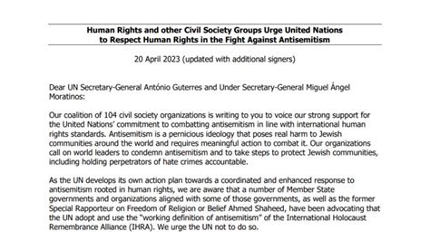 Law For Palestine Joins 100 Organisations To Urge Un Not To Adopt Ihra Definition Of Antisemitism Law For Palestine