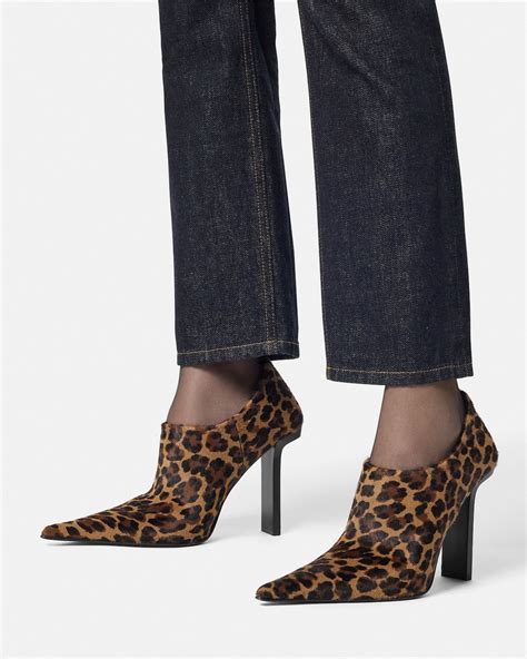 Leopard Slice Ankle Boots 105 Mm Animalier Versace Us