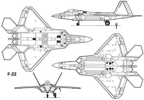 Lockheed Martin F 22 Raptor Blueprint Free 3D Print Model Makerworld