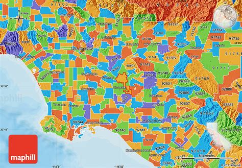 Los Angeles California Zip Code Map Los Angeles County Map South
