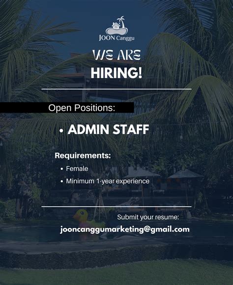 Lowongan Kerja Bali Dibutuhkan Segera Admin Staff Untuk Joon Canggu