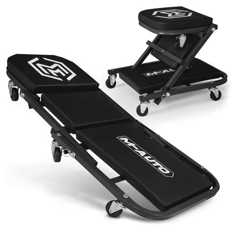 M Auto 36 Inches Foldable Automotive Mechanical Seat And Creeper 330 Lbs Capacity Black Walmart Com
