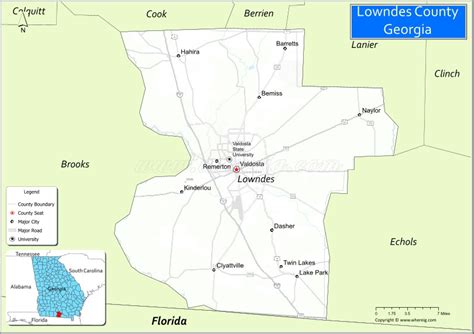 Map Of Lowndes County Georgia Where Is Located Cities Population