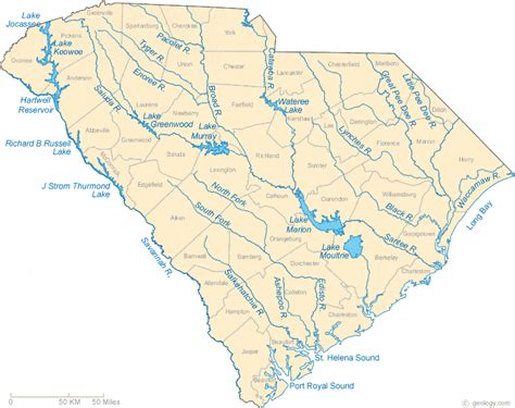 Map Of South Carolina With Major Cities And Rivers Map Of South Carolina With Major Cities And Rivers