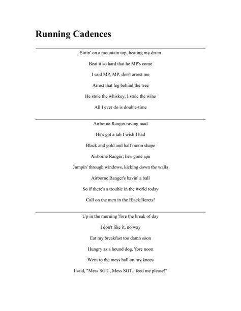 Marching Us Army Army Cadences At Lily Bloom Blog