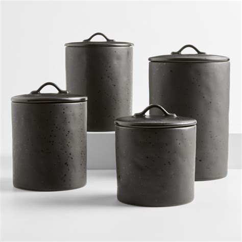 Marin Matte Black Stoneware Canisters Crate Barrel
