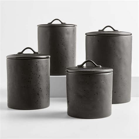 Marin Medium Matte Black Stoneware Canister Reviews Crate Barrel