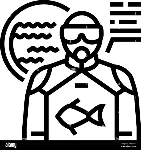 Marine Biologist Worker Line Icon Vector Illustration Stock Vector