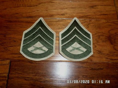 Marine Corps Staff Sergeant Shoulder Patches Service Khaki Uniform Che