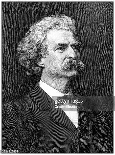 Mark Twain Samuel Langhorne Clemens Portrait High Res Vector Graphic