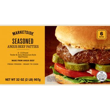 Marketside 100% Angus Beef Burgers, 6 Count, 2Lb (Frozen) - Walmart.com Marketside 100% Angus Beef Burgers, 6 Count, 2Lb (Frozen) - Walmart.com