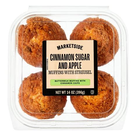 Marketside Apple Cinnamon Muffins 14 Oz 4 Count Moist Soft Loaded With Flavor Walmart Com