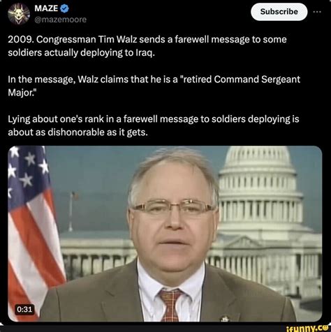 Maze 2009 Congressman Tim Walz Sends A Farewell Message To Some