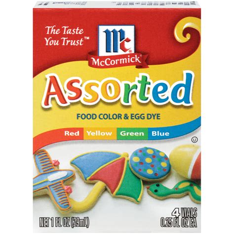 Mccormick Assorted Food Coloring Egg Dye 1 Fl Oz Walmart Com