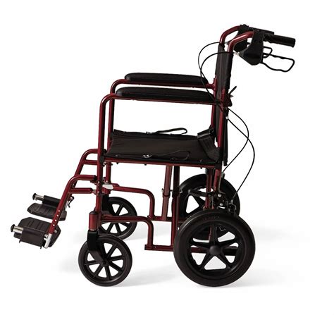 Medline Basic Aluminum Transport Chair 12In Red 1Ct