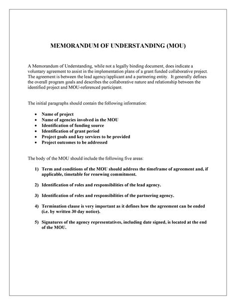 Memorandum Of Understanding