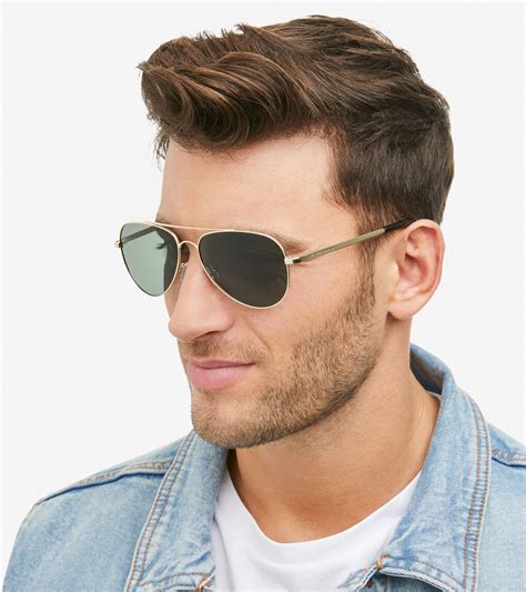 Mens Gold Aviator Sunglasses