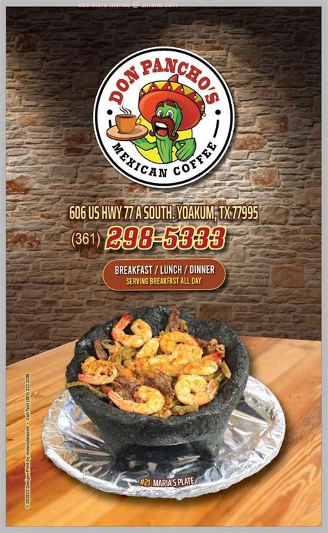Menu At Don Panchos Mexican Coffee Restaurant Yoakum