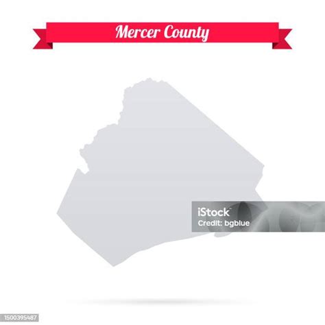Mercer County West Virginia Map On White Background With Red Banner