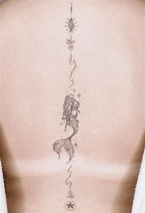 Mermaid Spine Tattoo Design In 2025 Mermaid Tattoos Anklet Tattoos