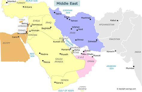 Middle East Time Zone Map Live Current Local Time With Time Zone Middle East Daylight Savings
