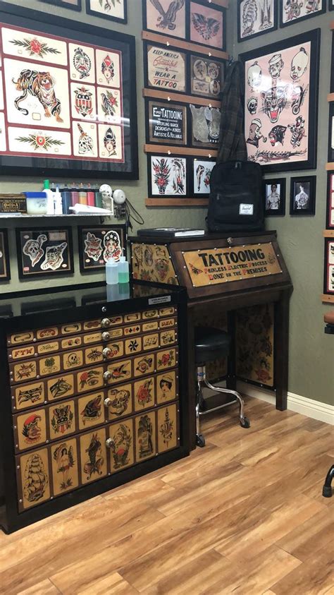 Modern Tattoo Parlor With Wooden Floors