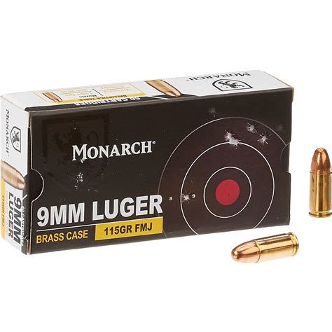 Monarch 9Mm Luger 115 Grain Fmj Centerfire Brass Ammunition 250