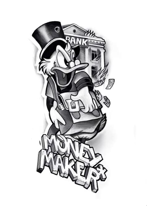Money Donald Duck Tattoo Designs